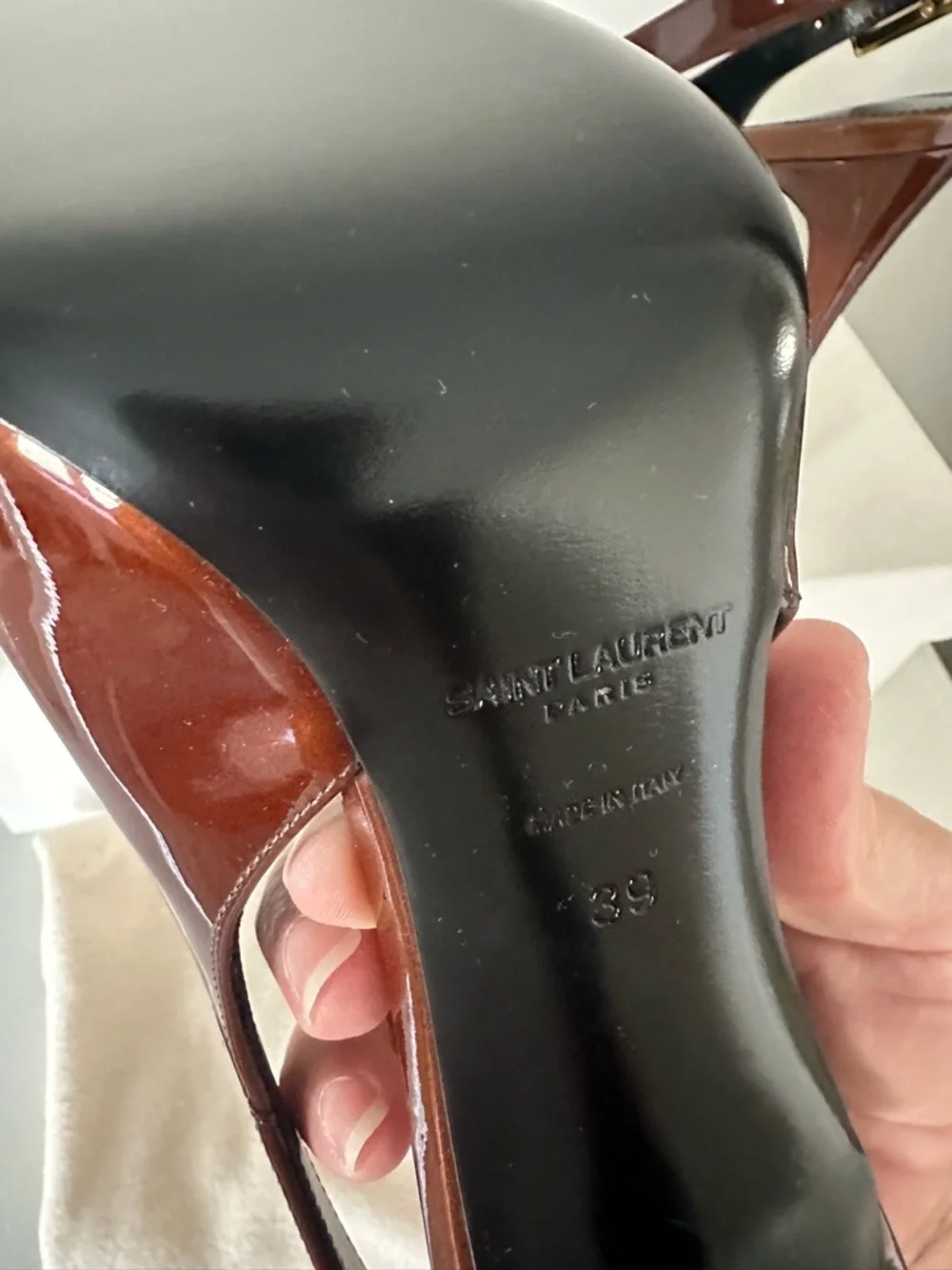 SAINT LAURENT Wood Brown Dune Slingback Pump 39 - Picture 8 of 8
